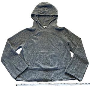 White + Warren Light Grey Heather 100% Pure Cashmere Hooded Longsleeve Sweater S
